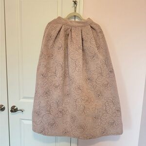 Wool Floral Embroidered Skirt - Pink